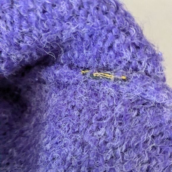 Peruvian Trading Company Cardigan Sweater M L Purple Fuzzy Collared Work Winter - Picture 9 of 10